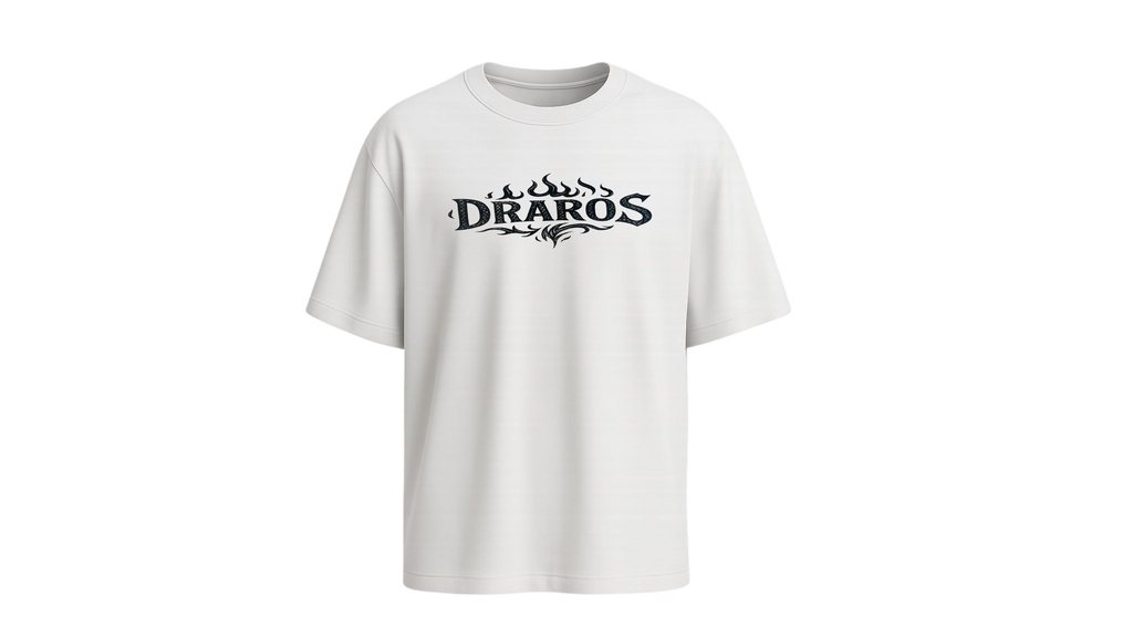 Silver dragon, black roses & flames