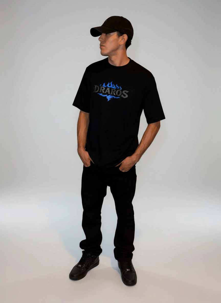 Silver Dragon Roses Flames